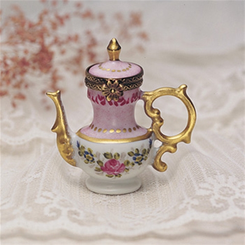 Limoges Pink and Gold Teapot Box The Cottage Shop