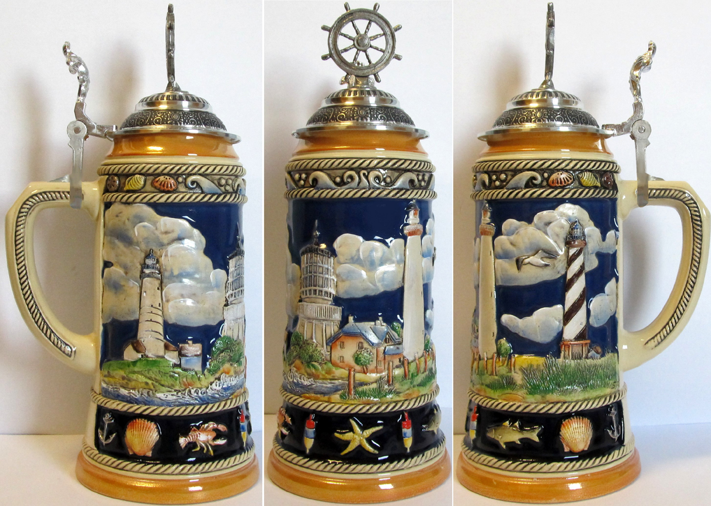 Lighthouse Exclusive German Beer Stein with Pewter Lid The Cottage Shop