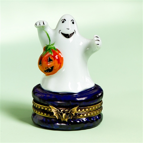 Limoges Halloween Ghost Box with Pumpkin The Cottage Shop