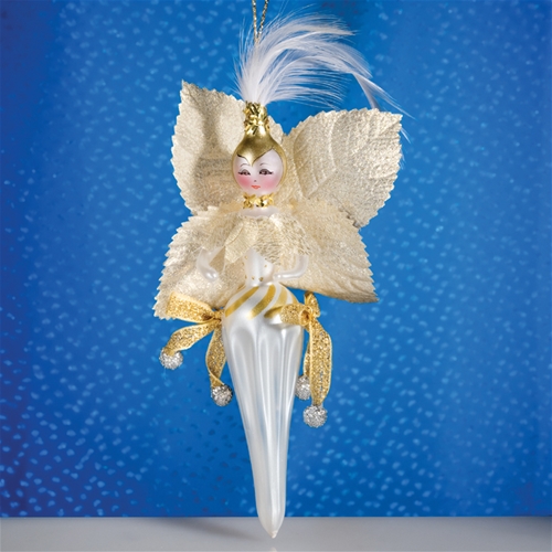 De Carlini Gold Leaves Lady Christmas Ornament The Cottage Shop