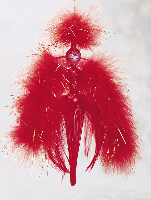De Carlini Red Feathers Lady Christmas Ornament The Cottage Shop