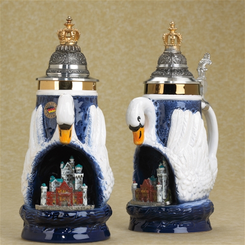 German Neuschwanstein Castle with Swan Beer Stein The Cottage Shop