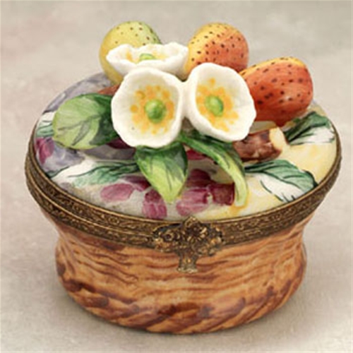 Limoges Basket with Flowers and Strawberries Box The Cottage Shop