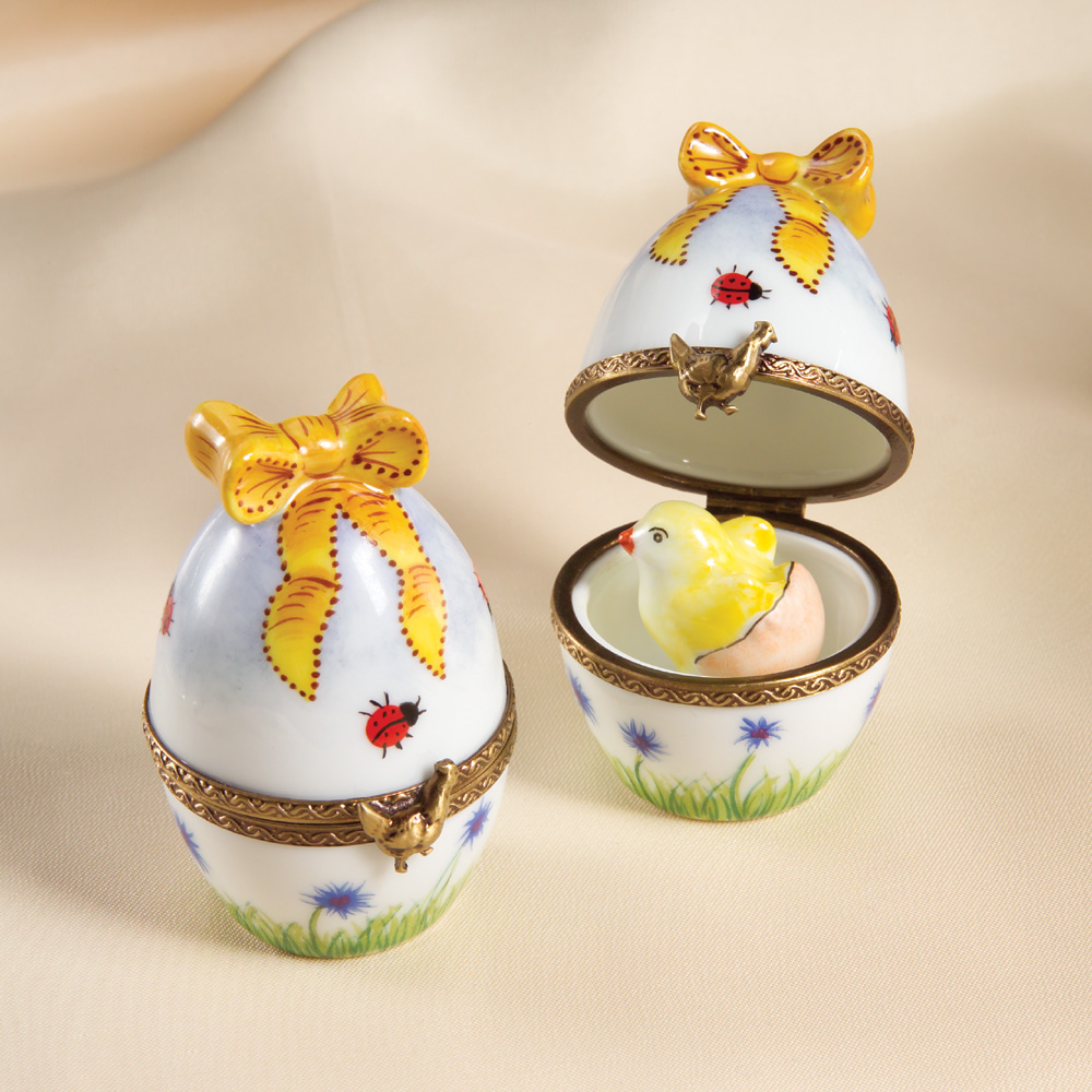 Limoges Chicken in Egg with Bow Box The Cottage Shop