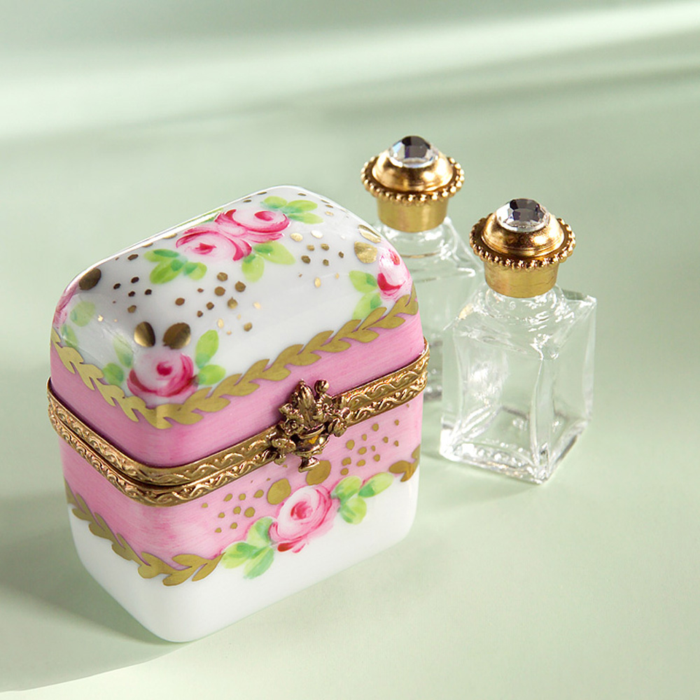 Limoges Pink Roses Perfume Chest Box with Bottles The Cottage Shop