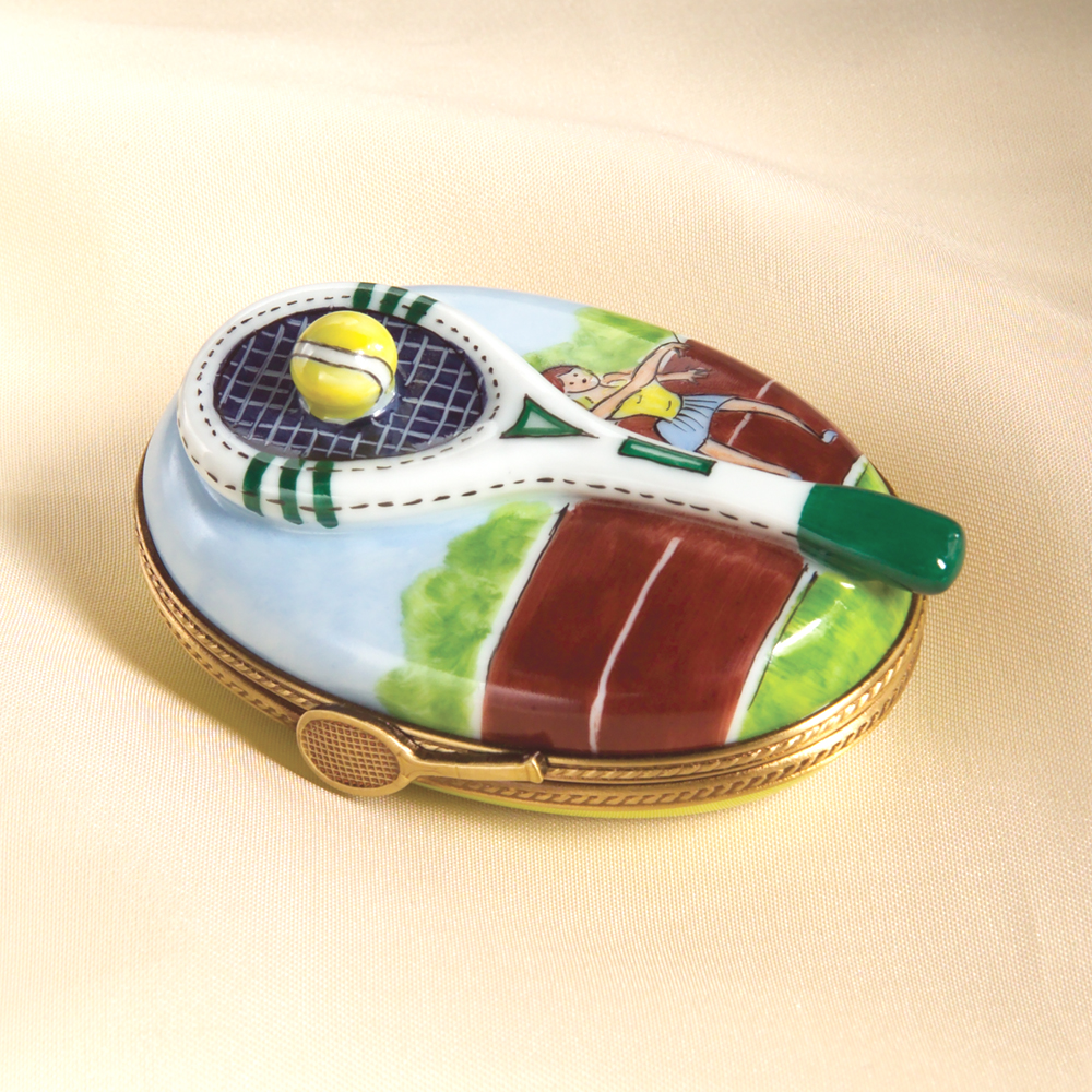 Limoges Tennis Court Box with Racquet The Cottage Shop