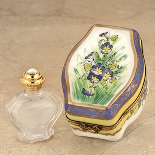 Limoges Violets Chest with Heart Perfume Bottle The Cottage Shop