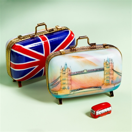 Limoges London Suitcase Box with London Bus, each. The Cottage Shop