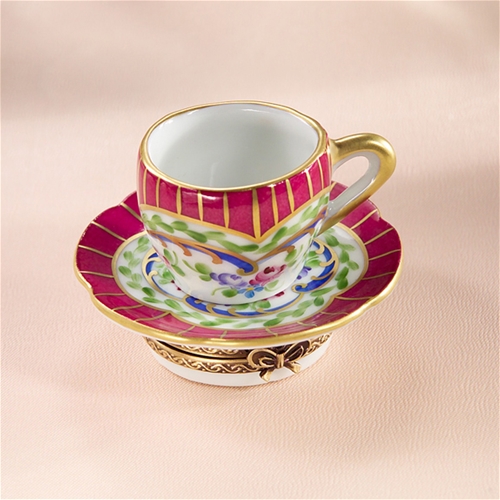 Limoges Burgundy Sevres Cup and Saucer Box The Cottage Shop