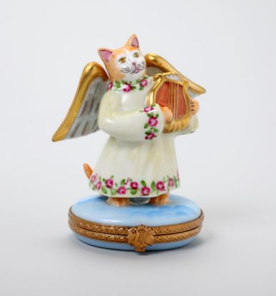 Picture of Limoges Angel Cat with Lyre Box