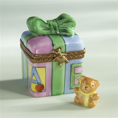 Picture of Limoges Cube Box with Teddy
