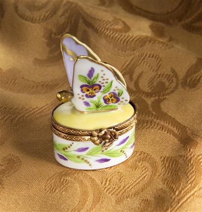 Picture of Limoges Butterfly with Pansies Box