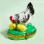 Picture of Limoges Black and White Hen with Chicks Box