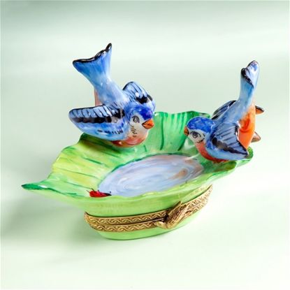 Picture of Limoges Bluebirds on Leaf with LadyBug Box