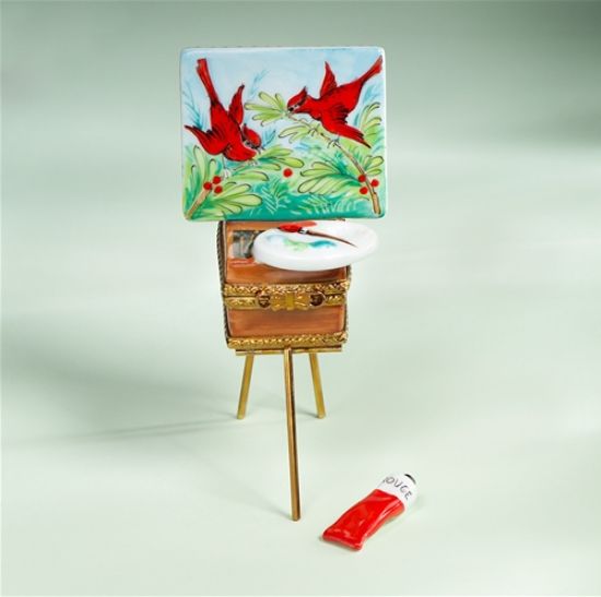 Picture of Limoges Cardinal Paintings on Easel Box