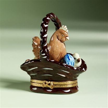 Picture of Limoges Easter Hen in Chocolate Basket Box