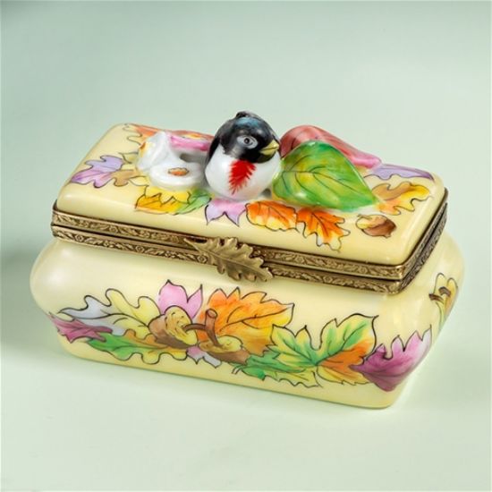 Picture of Limoges Fall Bird with Leaves and Acorns Box