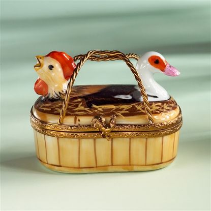 Picture of Limoges Hen and Duck Basket Box