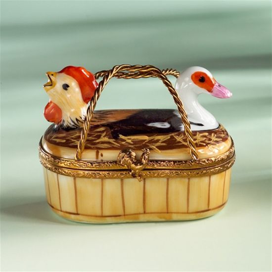 Picture of Limoges Hen and Duck Basket Box