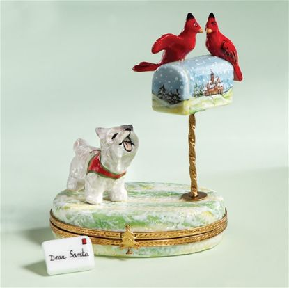 Picture of Limoges Mailbox with Westie and Cardinals Box 