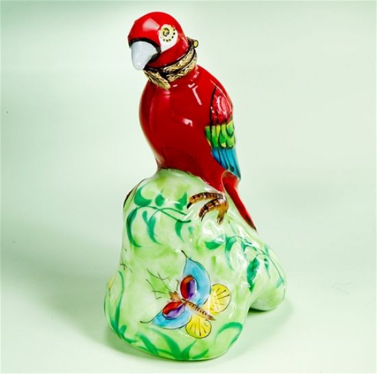 Picture of Limoges  Red Parrot on Branch Box
