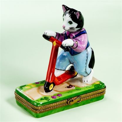 Picture of Limoges Black Cat on Scooter Box