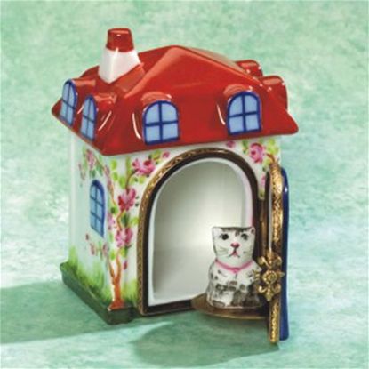 Picture of Limoges Cat in Summer House Box 