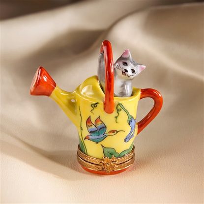 Picture of Limoges Cat in Yellow Watering Can Box