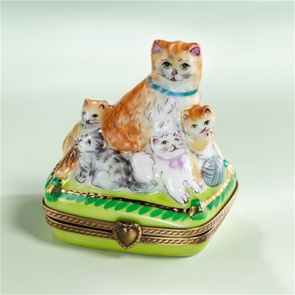 Picture of Limoges Orange Cat Family  Box