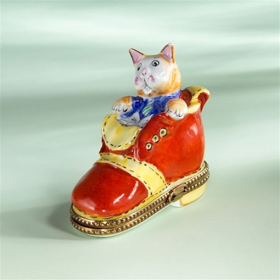 Picture of Limoges Orange Cat in Red Shoe Box