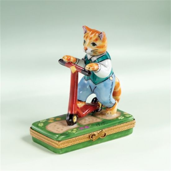 Picture of Limoges Orange Cat on Scooter Box