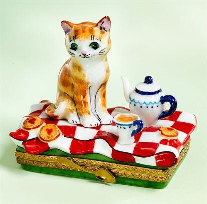 Picture of Limoges Orange Cat with Cookies Box