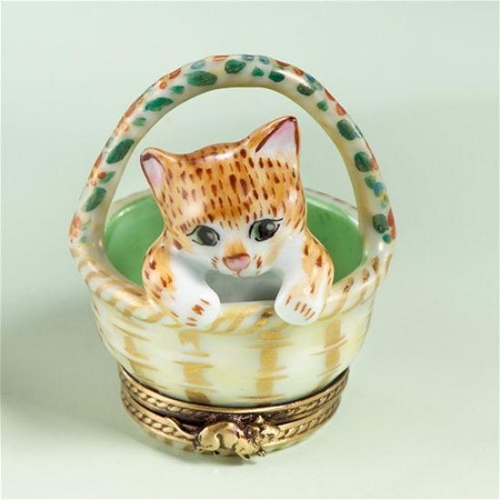Picture of Limoges Orange Kitten in Basket Box