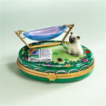 Picture of Limoges Siamese Cat with Hammock and Book Box