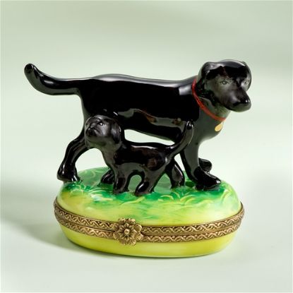 Picture of Limoges Black Lab with Puppy Box