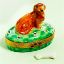 Picture of Limoges Brown Dachshund on Grass with Bone Box