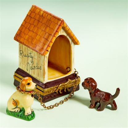 Picture of Limoges Dog House with 2 Dogs Box