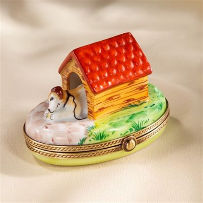 Picture of Limoges Dog in DogHouse Box
