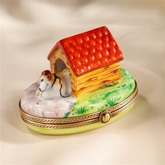 Picture of Limoges Dog in DogHouse Box