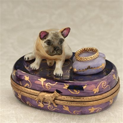 Picture of Limoges French Bulldog with Crown on Pillow Box 