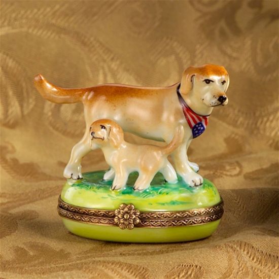 Picture of Limoges  Yellow Lab with Puppy Box