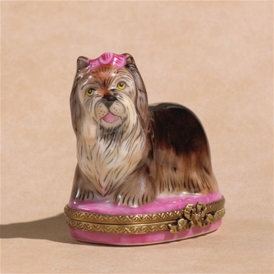 Picture of Limoges Yorkshire Dog with Pink Bow  Box
