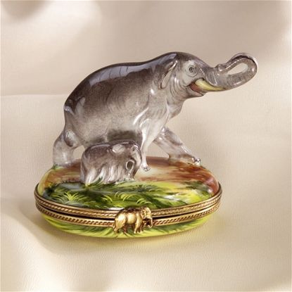 Picture of Limoges Jungle Mother and Baby Elephant Box