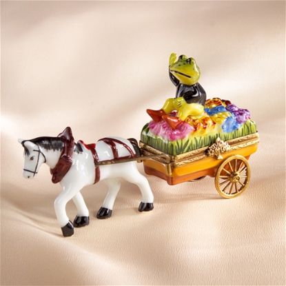 Picture of Limoges Frog in Flower Cart Box