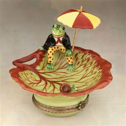 Picture of Limoges Frog on Leaf with Umbrella Box