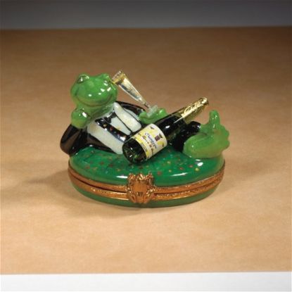 Picture of Limoges Tuxedo Frog with Champagne Bottle Box
