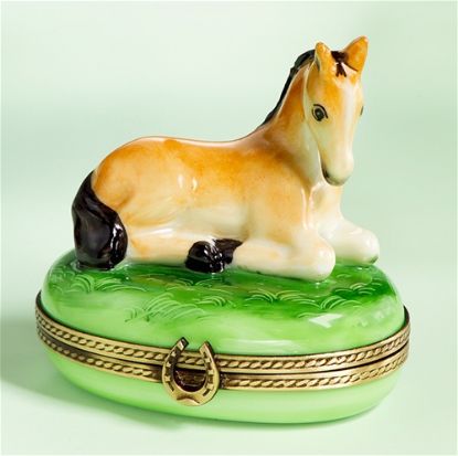 Picture of Limoges Brown Horse on Grass Box