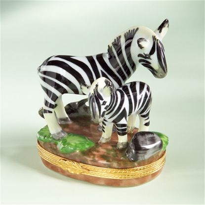 Picture of Limoges Mother and Baby Zebra Box