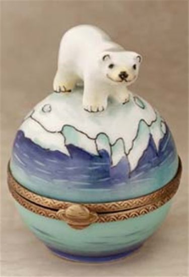 Picture of Limoges Polar Bear on  Artic Globe Box