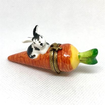 Picture of Limoges Black White Rabbit on Carrot Box